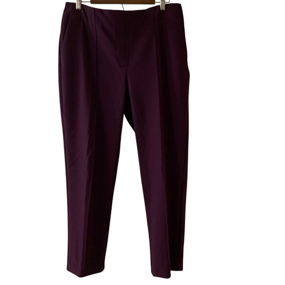 Rachel & Zoe Plum Casual Pleat Pants Pull on Size 12 with Pockets - Picture 1 of 16